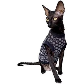 Kotomoda Hairless Cat Cotton Stretch T-Shirt Black Spring for Sphynx Cats