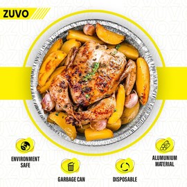Zuvo Round Aluminium Containers – Pack of 20 Foil Flan Cases with Paper Lids - Foil Baking Trays