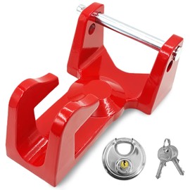 Kartio Gooseneck Trailer Lock with Keyed Padlock Heavy Duty 2-5/16" Gooseneck Hitch Trailer Lock Fit for Heavy Trailers, Livestock Haulers and RVs Red