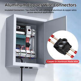 Insulated Wire Connectors Dual Entry Aluminum to Copper Wire Connectors, 2/0-6 AWG Multi Cable Connectors, Insulated Splice Connector with Slotted or 3/16" Allen Hex, 5pcs