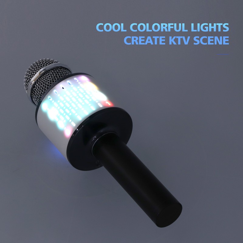 Q88 Microphone Wireless Bluetooth Karaoke LED Portable Handheld Black for