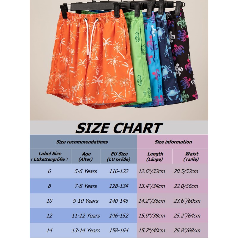 CALBOUNT Boys Swimming Shorts Printed Quick Dry Beach Board Trunks