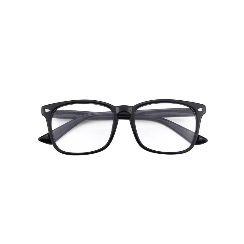 GQUEEN Fake Brille Ohne Stärke Damen Herren Nerdbrille UV400 Schwarz,PE2