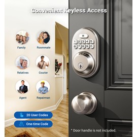 Veise Keyless Entry Door Lock, Electronic Keypad Deadbolt, Keyed Entry, Auto Lock, Anti-Peeking Password, Back Lit & Easy Installation Design, Satin Nickel