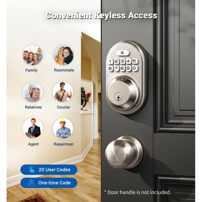 Veise Keyless Entry Door Lock, Electronic Keypad Deadbolt, Keyed Entry,