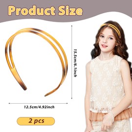 Plastic Headband, Pack of 2, Double Row Headbands, Women's Black with Teeth, Non-Slip Headband, Thin Hair Band, Accessories, Headpiece for Women, Girls, Daily Wear