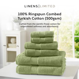 Linens Limited Turkish Cotton Bath Towels, Large Bath Sheet for Shower, Beach and More, Soft and Luxurious, Super Absorbent, Machine Washable (Light Green)