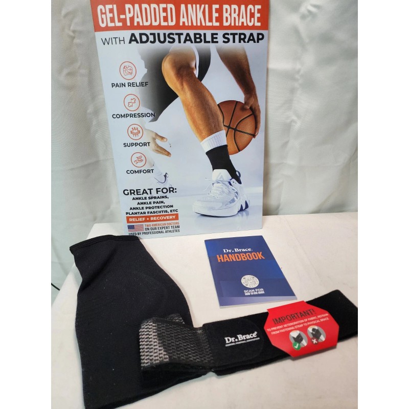 Dr. Brace Elite Ankle Brace with Strap, Black, Large
