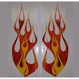 Flame in Flame Duo Decal Kit Golf Cart, ATV, RC Truck, Car Motorcycle, Helmet (Red with Yellow Accent)