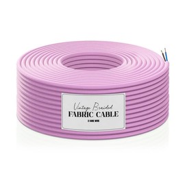 LEDSONE 10 Meter 2 Core Round Electric Cable Fabric Covered Wire Italian Braided 0.75 mm Electrical Cable Flexible Wire for Lighting Other Appliances (Pink)
