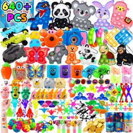 Kiss Monkey 640 PCS Prize Treasure Box Toys for Classroom, Party Favors for Kids, Fidget Toys Bulk, Goodie Bags Stuffers for Kids, Birthday Gifts, Pinata Stuffers, Carnival Prizes