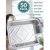 NEEBAKE 50 Pack 8x6 Disposable Aluminum Pans with Lids Aluminum-Foil-Pans-Tin-Foil-Baking-Pans-Tin-Trays-Food-To-Go-Containers-for-Meal-Prep-Cooking-Roasting-Heating-Takeout