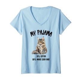 Womens Pajama Maine Coon Perfect for Cat Lovers! V-Neck T-Shirt