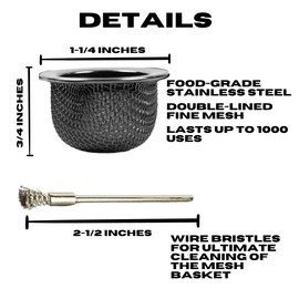 Cocktail Smoker Replacement Mesh Basket & Stainless Steel Wire Brush for Cleaning by Smokeshow (3-Pack)