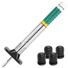 PUIBERS Professional Tire Tread Depth Gauge (1/32" & 25mm) - 6 Sided Color Coded Tire Measurement Tool with Dual Scale,Heavy-Duty Tread Depth Checker for Cars, Trucks & Motorcycles