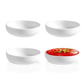 Btrquedo 4 PACK Dipping Bowls Set, 3.5 Inch Ceramic Dipping Sauce Dishes Porcelain Side Dish Bowl for Sauces, Salad Dressing, Condiments, Snacks, Appetizers (WHITE)