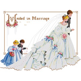ROSTITCH - Kits de punto de cruz preimpresos para principiantes, adultos, punto de cruz de aguja, kits de bordado de agujas, bendiciones de boda, arte, boda, como GIF, 32 x 25 pulgadas (2 flores para