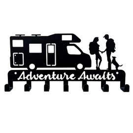 HeavenlyKraft Key Holder for Wall Adventure Awaits Key Holder Wall Mounted Key Holder Keychain Holder Keychain Hanger Metal Key Holder Key Rack for Wall Metal Key Rack for Entryway, Hallway