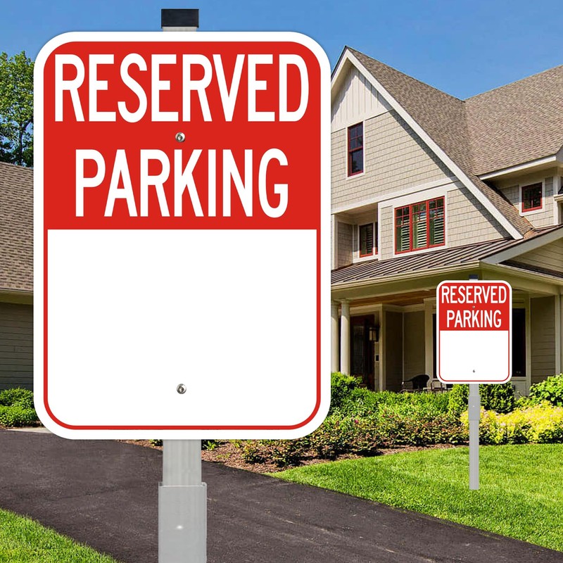 2Pack Blank Reserved Parking Sign with 36" Stakes, Write-On Sign