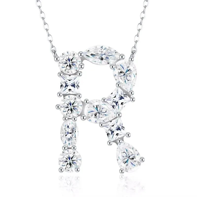Pass Diamond Tester Letter F Multi Cut VVS Moissanite Necklace