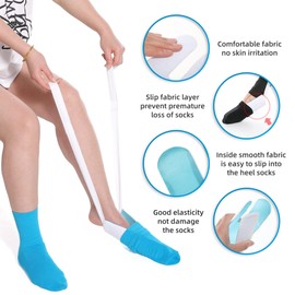 Fanwer 2 Stück Anziehhilfe für Socken und Hosen, Anziehhilfe für ältere und behinderte schwangere Frauen (Sockenanziehhilfe*1, Anziehhilfe für Hosen*1)