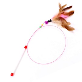 SLSON Feather Teaser Cat Toy, Interactive Cat Catcher and Exerciser Wand for Cats and Kitten Playing, with Feather, Bell and Flexible Wire