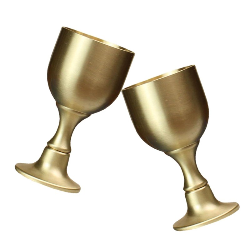 Ciieeo 3sets Antique Copper Alloy Wine Cups Delicate Holy Offering