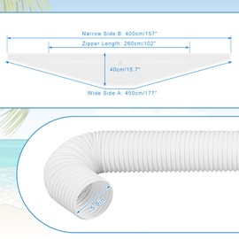 Innconee 400CM (157") Portable Ac Window Vent Kit with Zipper Design Universal Casement Window Seal and 80" Length 5.9 Inch Diameter Air Conditioner Hose, Air Exchange Guards