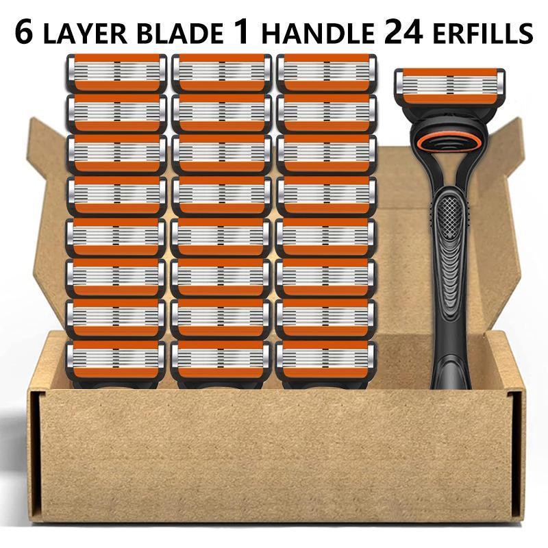 Men's Razor Blade Replacement, 24/48pcs Razor Blade & 1 Count