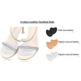 3 Pairs Leather Ball of Foot Cushions for Women, Non-Slip Comfort Pads Shoe Sole Adhesive Protectors