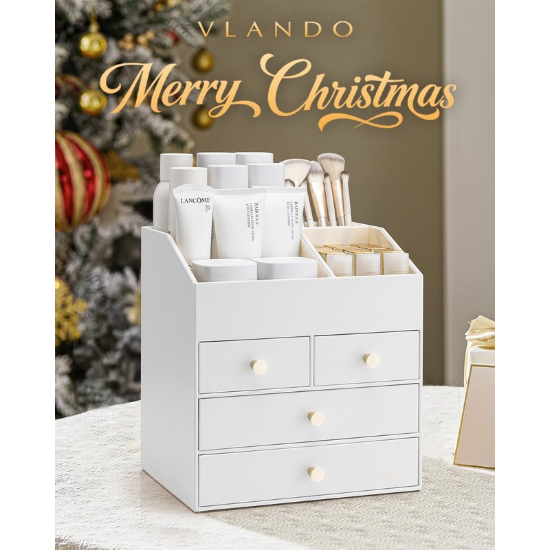 Vlando Makeup Organizer Countertop,Large Vanity Organizer PU Leather Make up