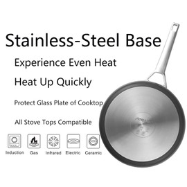 MsMk 3.5 Quart Saute Pan with lid, Carbonize also Nonstick, PFOA Free Non-Toxic, Scratch-resistant, Induction Deep Frying pan for Induction, Ceramic and Gas Cooktops