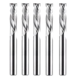 SpeTool 5PCS Compression Spiral Router Bit 1/4 Inch Shank 1/4 Inch Cutting Diameter 1/10 Inch UP Cutting, End Mill for Woodwork Edge Trimming, UP&Down Cut CNC Router Engraving Carving Tools