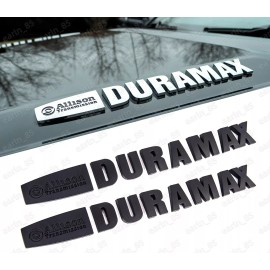 GM 2x Matte Black  Allison Transmission Duramax Hood Emblem Badge Trucks