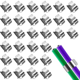 Solar Cable Clips, Solar Panel Cable Clips, Silver Tone Metal Cable Clamps, Solar Panel Wire Clamp, Double Wire Trailer Wire Clamps, Pack of 30