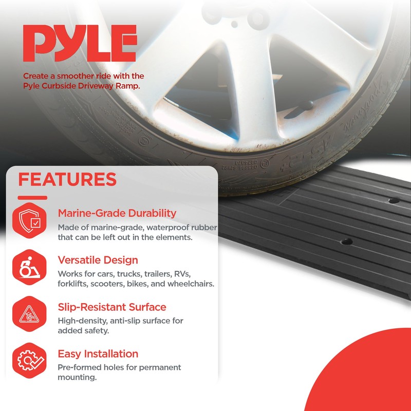Car Driveway Curb Ramp - Heavy Duty Rubber Threshold Ramp