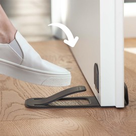 miunik - Spring - Door Stopper, Door Holder and Damper - Double Protection Against Doors Closing and slamming, Floor mounting (Black)