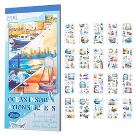 BRTNUP Journaling Sticker Book, 20 Sheets Aesthetic Scrapbooking Stickers Set Pre-Cut Scrapbooking Journal Stickers for Scrapbook Journal Supplies (Green Plant)