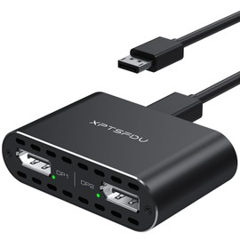 XPTSFDU 4K120Hz DisplayPort to Dual Displayport Splitter for Dual Monitors DP to 2 DP 1 in 2 Out Extend/Copy Display (MacOS Does Not Support MST)