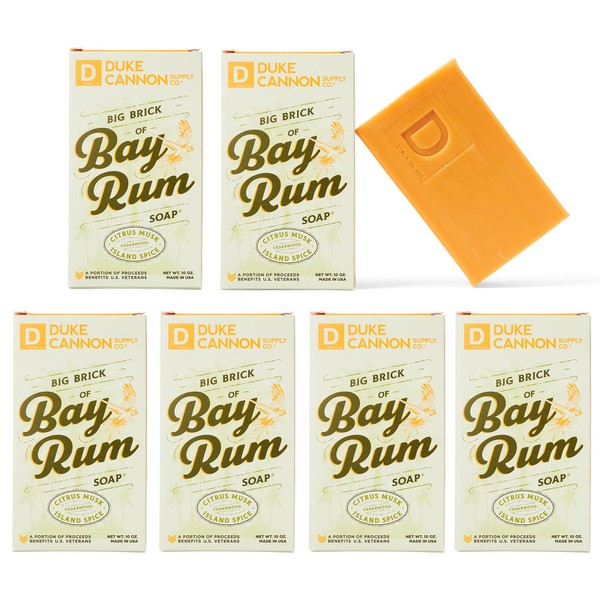 Duke Cannon Supply Co. Big Brick of Bay Rum Soap, 10oz - Superior Grade Men's Soap with Aromatic Summer Scent of Citrus Musk, Cedarwood and Island Spice (6 Pack)