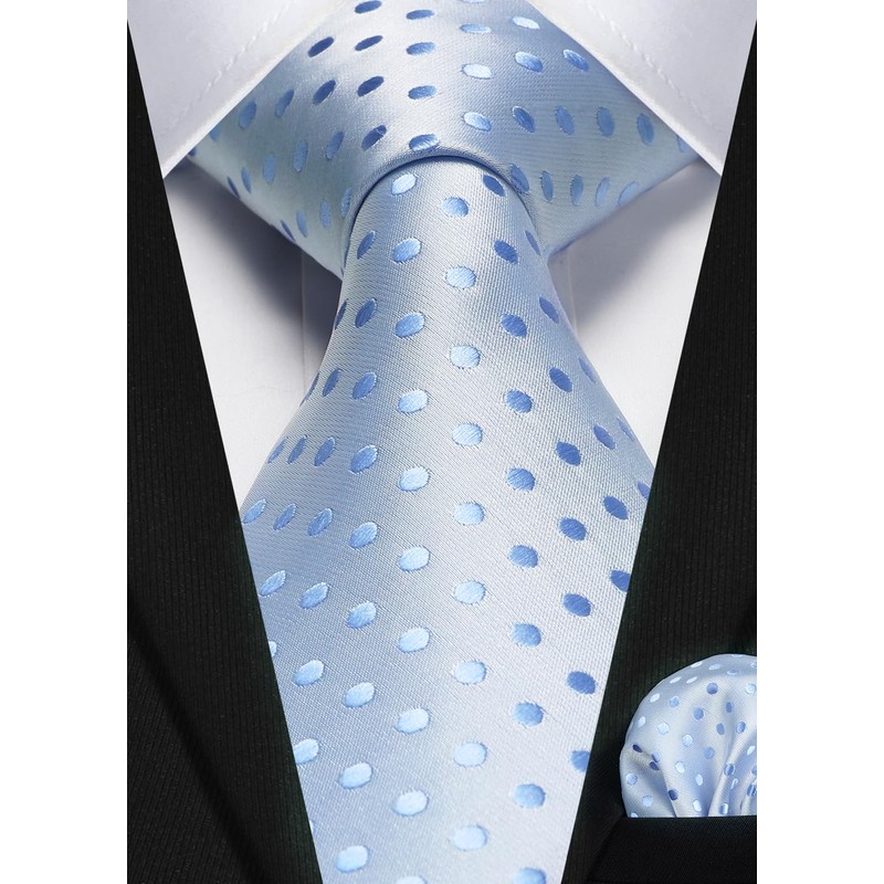 HISDERN Ties for Men Polka Dot Classic Handkerchief Formal Elegant