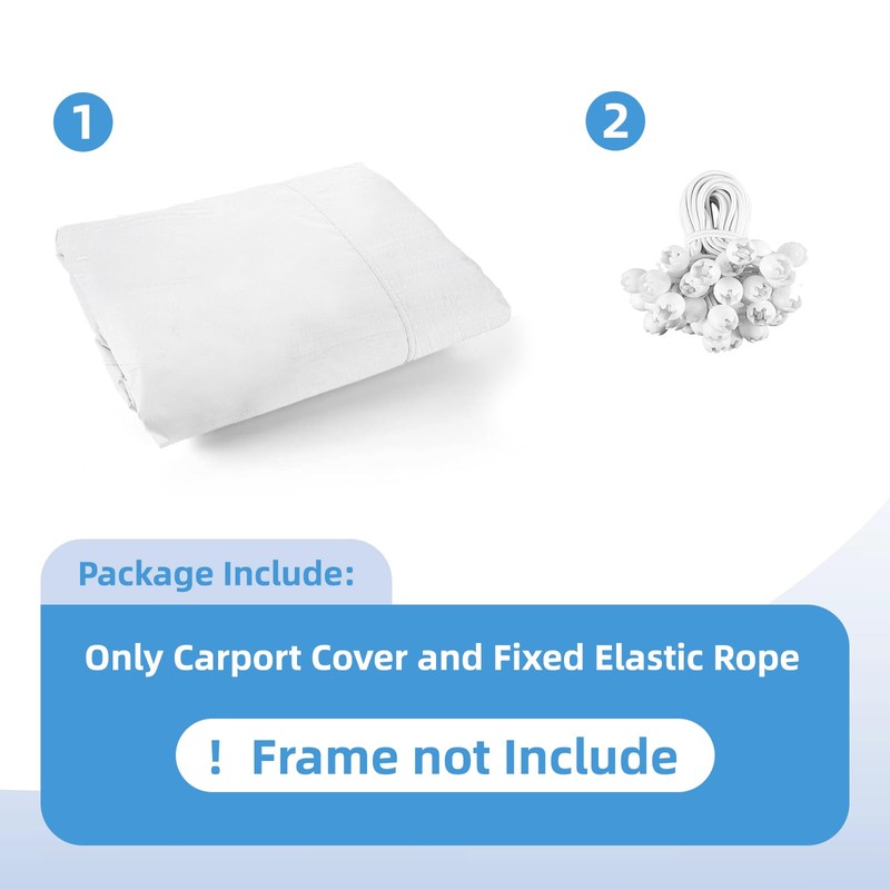 Birodeko Carport Canopy Replacement Cover, 180G Heavy-Duty PE Fabric Garage