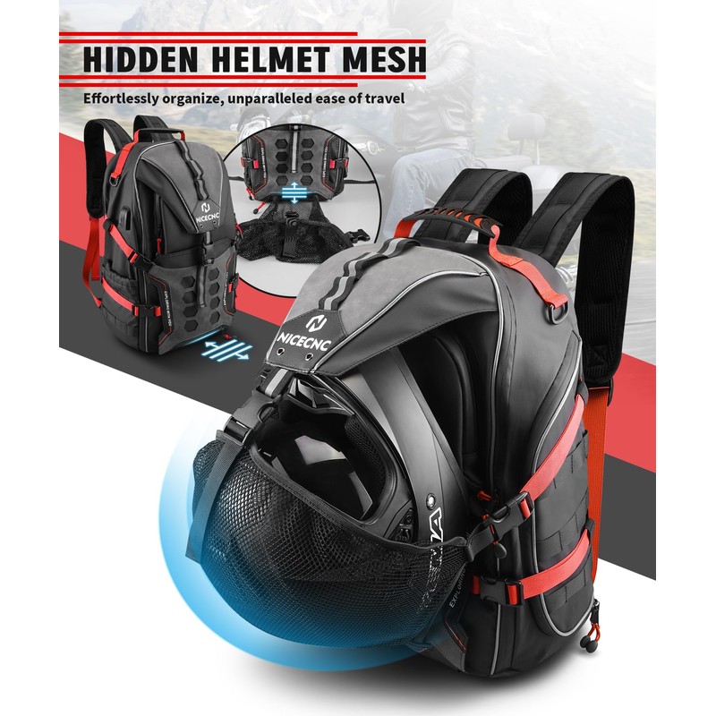 NICECNC Motorcycle Helmet Bag Universal Motorcycle Helmet Backpack with 35L