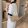 Women Mini Straw Woven Clutch Handbag Metal Top-handle Bag Cross-body