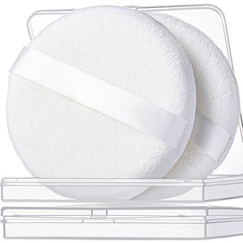 Tin Eater 2pcs Powder Puff 4.13 inch large loose soft velor and container for body powder / 틴이터 2개 파우더 퍼프 바디 파우더용 4.13인치 대형 루즈 부드러운 벨루어 및 용기