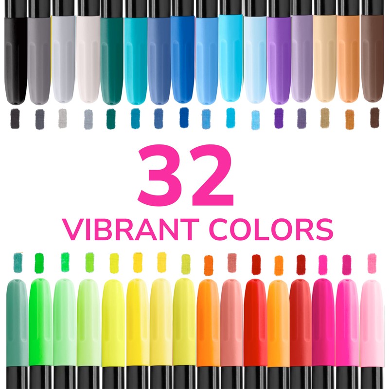 Zenacolor 32 Fabric Markers Pens - Non Toxic, Indelible and