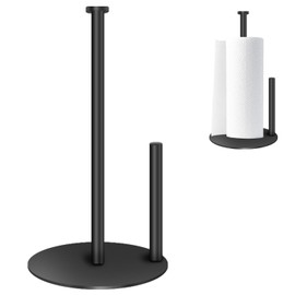 Soporte para Toallas de Papel, Acero Inoxidable Soporte para Papel de Baño, Porta Rollos Papel de Cocina,para organizar Rollos, para Encimera para Cocina, Baño(Negro)