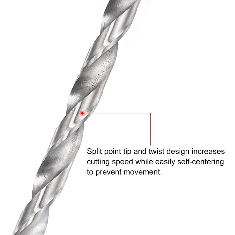 sourcing map Spiral Drill Bit High-Speed Steel Extra Long Replacement