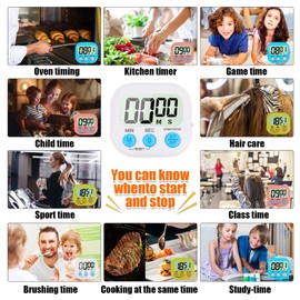 4-Piece Multi-Function Electronic Timer, Learning Management, Suitable for Kitchen, Study, Work, Exercise Training, Outdoor Activities(not Including Battery).