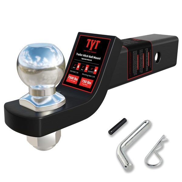 TYT Trailer Hitch Ball Mount with 2 Inch Ball &